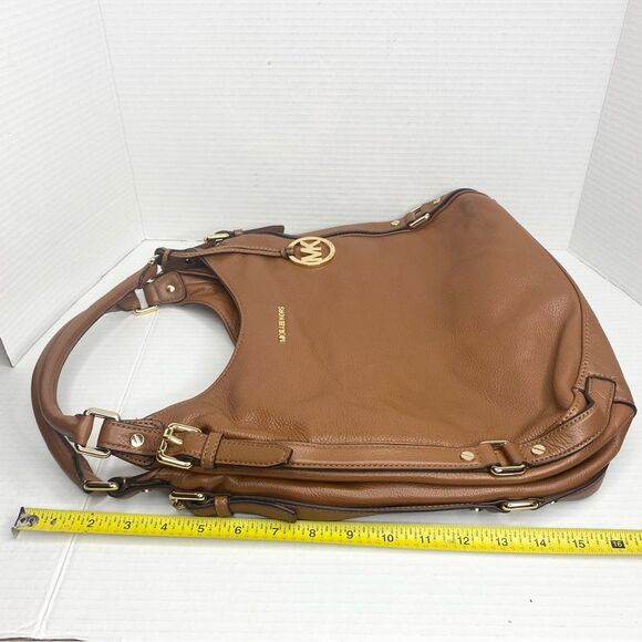 Michael Kors Bedford Belted Large Shoulder Tote Bag Pebble Leather Brown - Picture 13 of 16